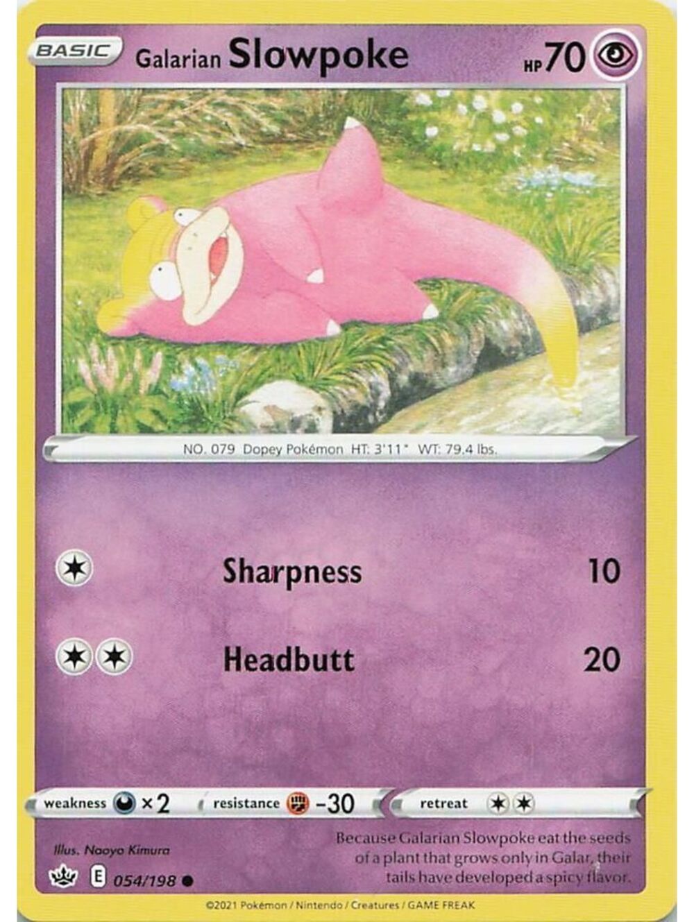 Common Pokemon TCG 2021 Galarian Slowpoke NM SWSH06